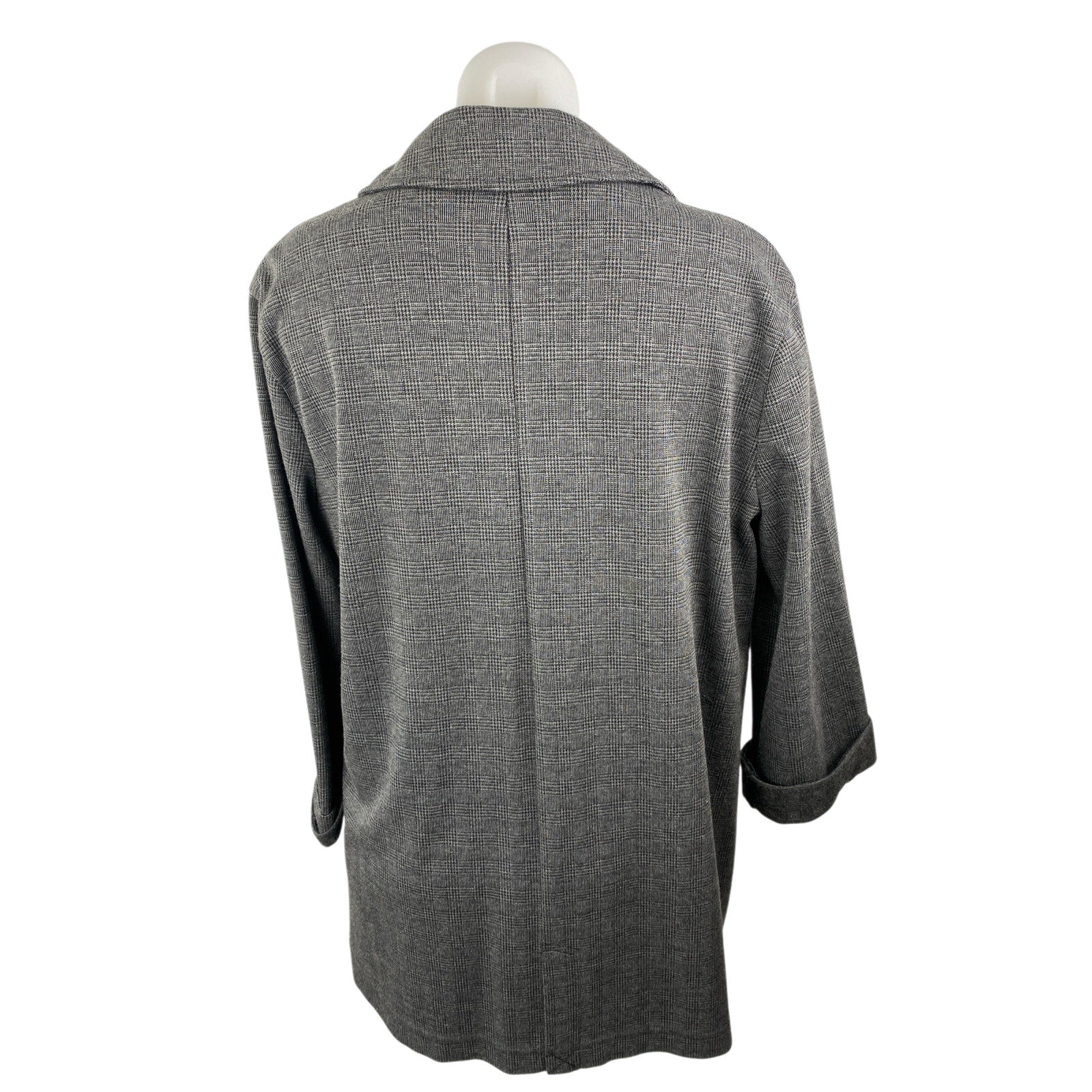 Madewell Women's Gray Plaid Knit Oversized Long Sleeve Cardigan Coat Sweater M - Image 2