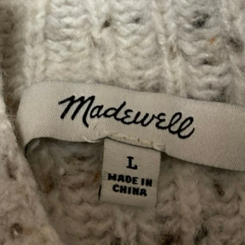 Madewell Women's Gray Ribbed Knit Mock Neck Long Sleeve Sweater Top Size L - Image 3