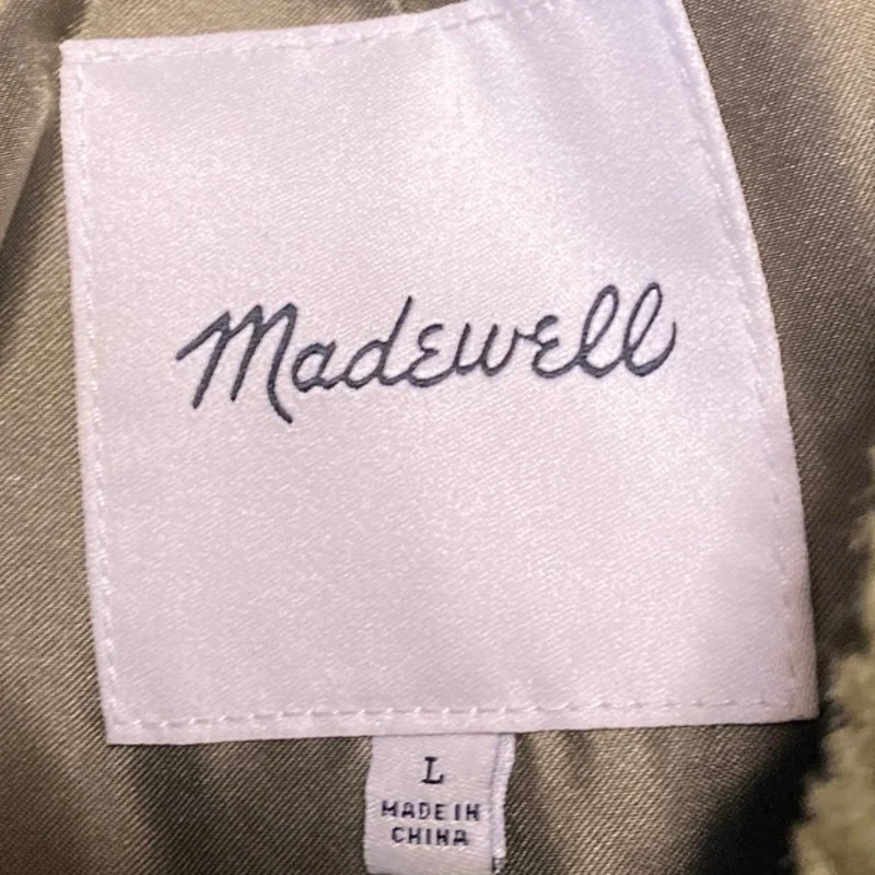 Madewell Women's Green Faux Sherpa Long Sleeve Quilted Hybrid Jacket Size L - Image 6
