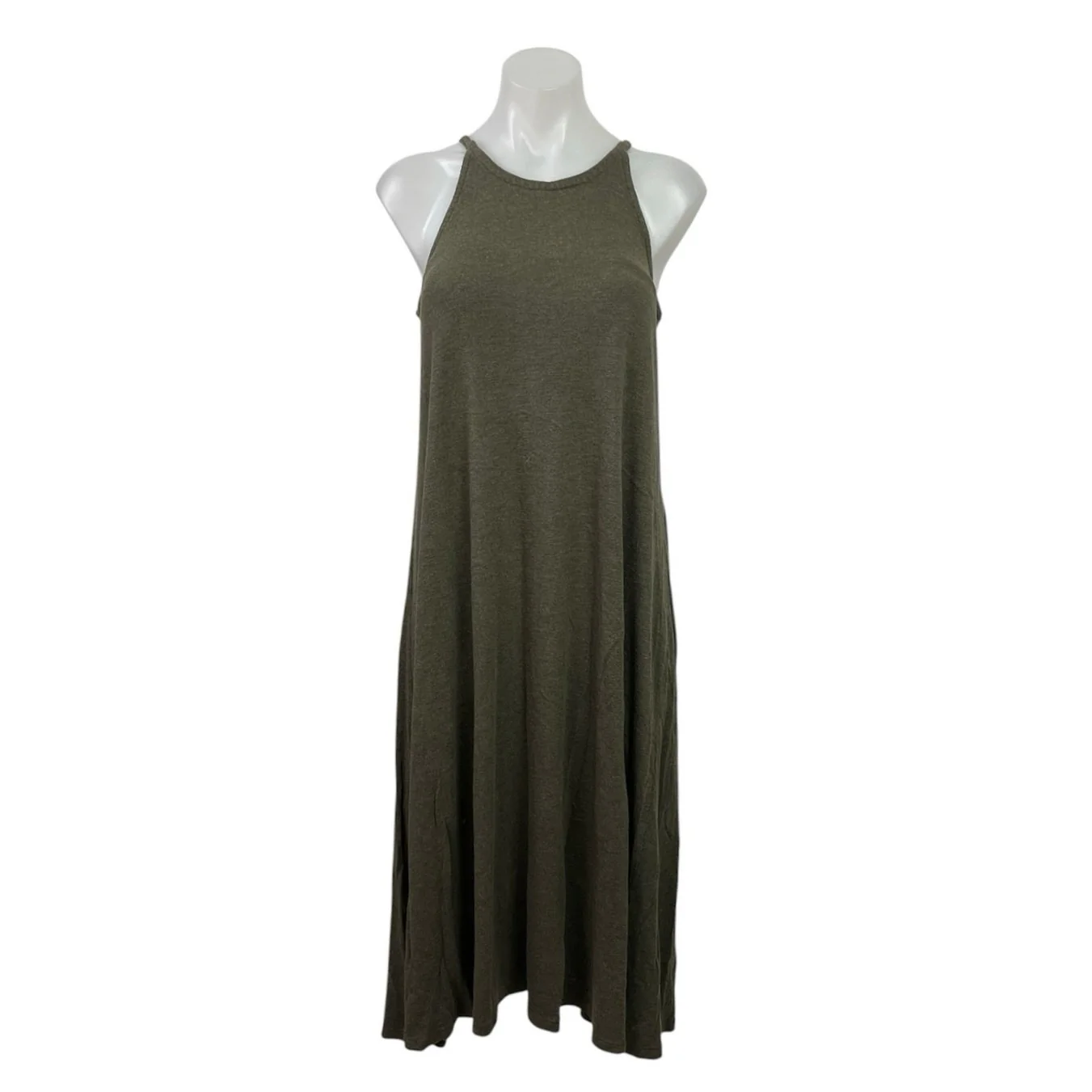 Madewell Women's Green Knit Sleeveless Midi Maxi Cami Tank Halter A-Line Dress S