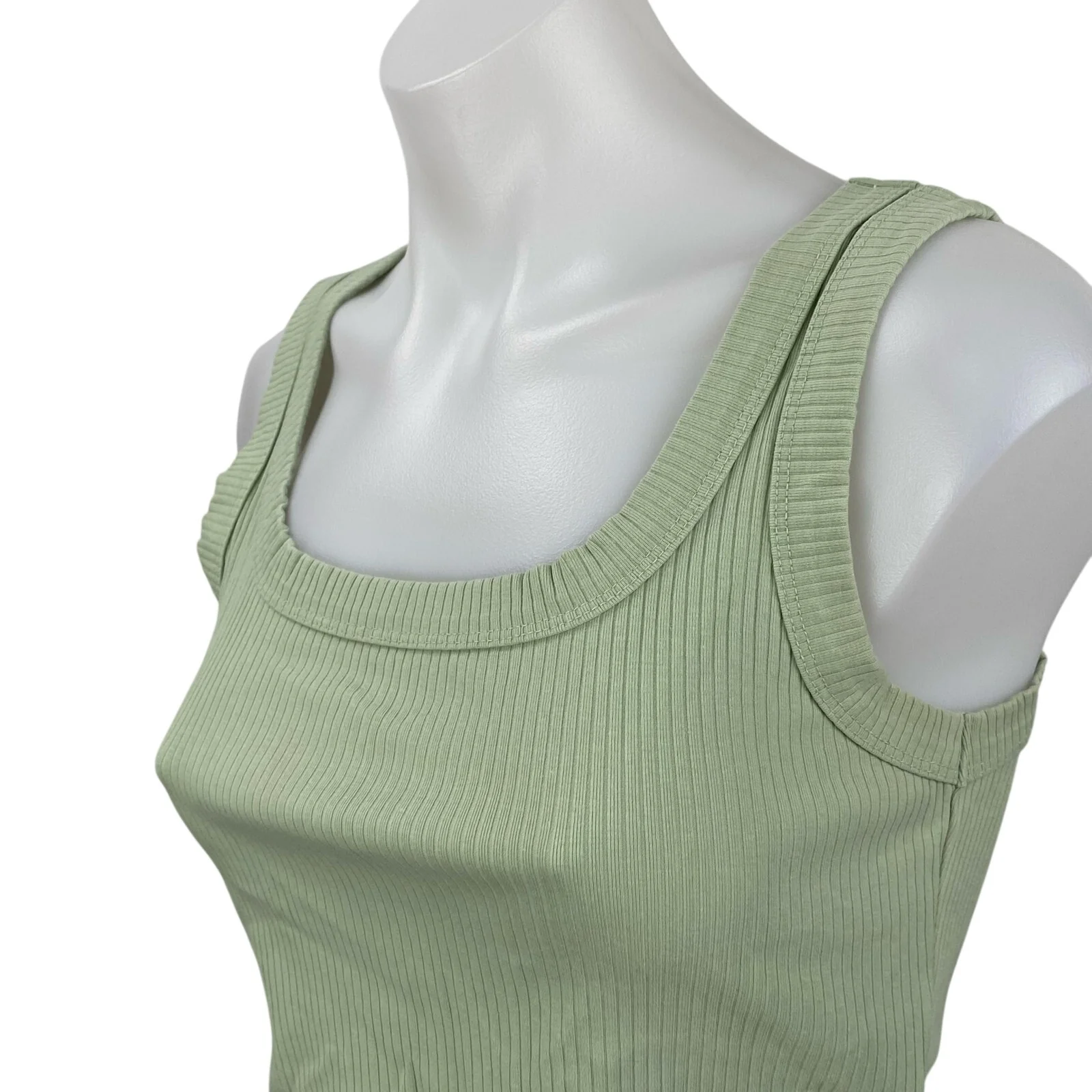 Madewell Womens Green Ribbed Knit Square Sleeveless Cropped Cami Tank Top Size S - Image 2