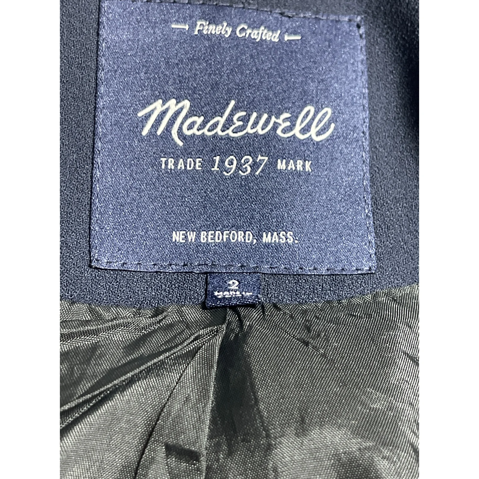 Madewell Women's Navy Blue V Neck Long Sleeve One Button Blazer Coat Jacket Sz 2 - Image 3