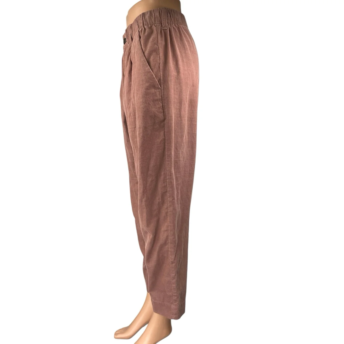 Madewell Women's Pink Corduroy Pull On Tapered High Rise Trousers Pants Size S - Image 2