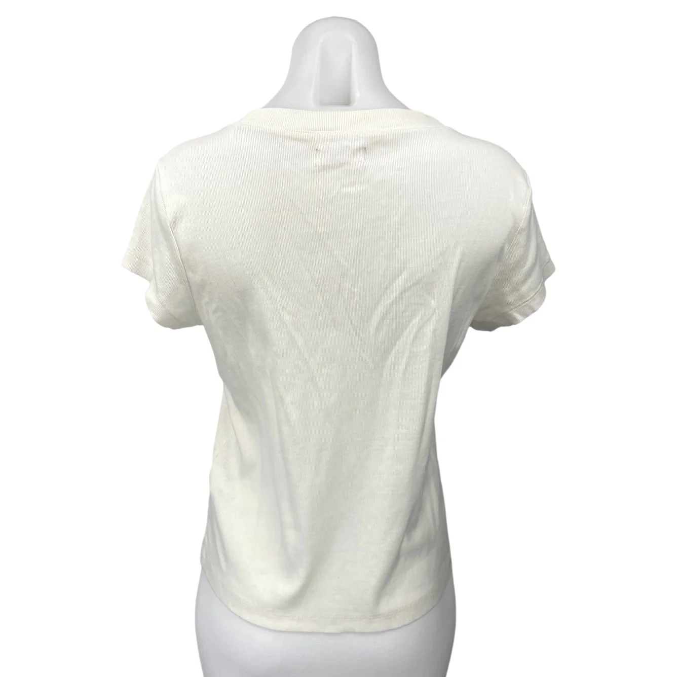 Madewell Women's White Rib Knit Short Sleeve Crew Neck Tee T-Shirt Top Size XL - Image 2