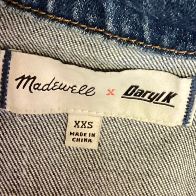 Madewell x Daryl K Blue Denim Button Collar Long Sleeve Jean Coat Jacket Sz XXS - Image 5