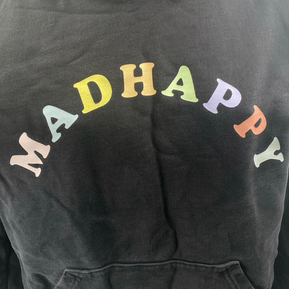 Madhappy Women's Black Spellout Logo Long Sleeve Hoodie Hooded Sweatshirt Top S - Image 3