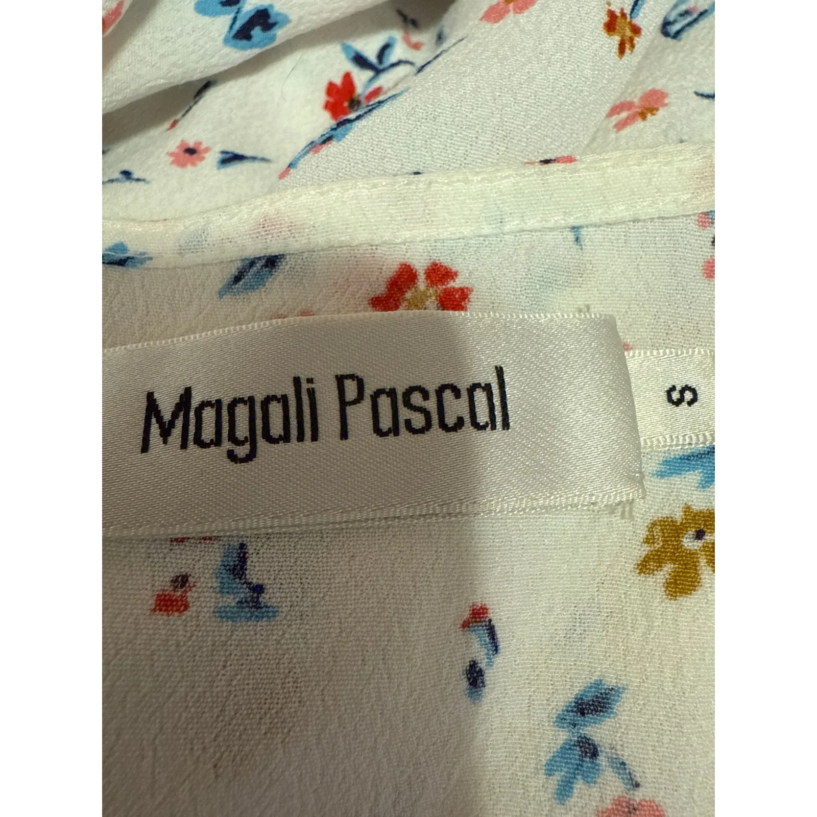 Magali Pascal White Multicolor Floral Short Sleeve Tie Front A Line Mini Dress S - Image 3