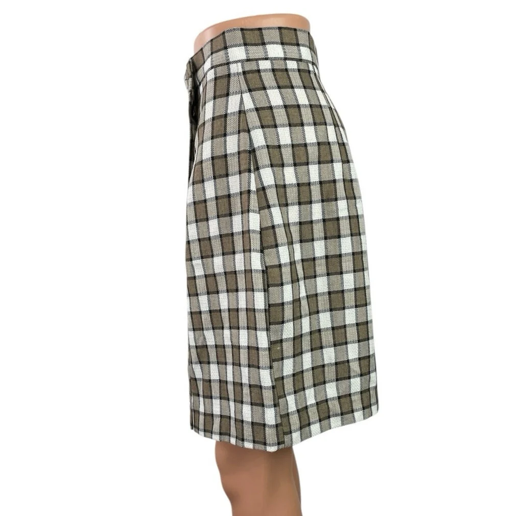 Maggie Lawrence Plaid Check High Rise Mini Flare A-Line Wrap Skort Skirt Size 10 - Image 2