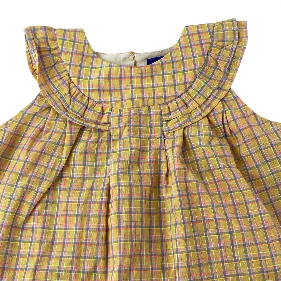 Maison Me Diana Kids Girls Yellow Ruffle Collar Plaid Checkered Blouse Top Sz 4Y - Image 3
