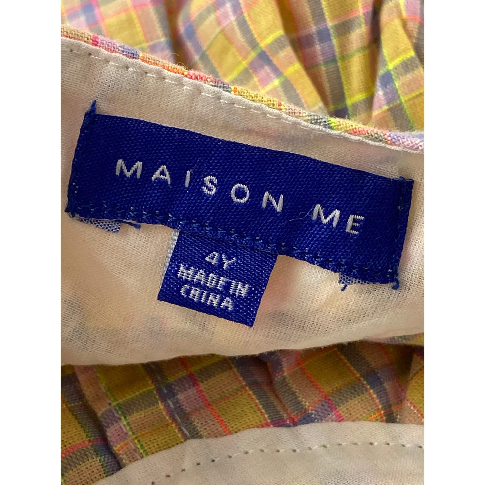 Maison Me Diana Kids Girls Yellow Ruffle Collar Plaid Checkered Blouse Top Sz 4Y - Image 5