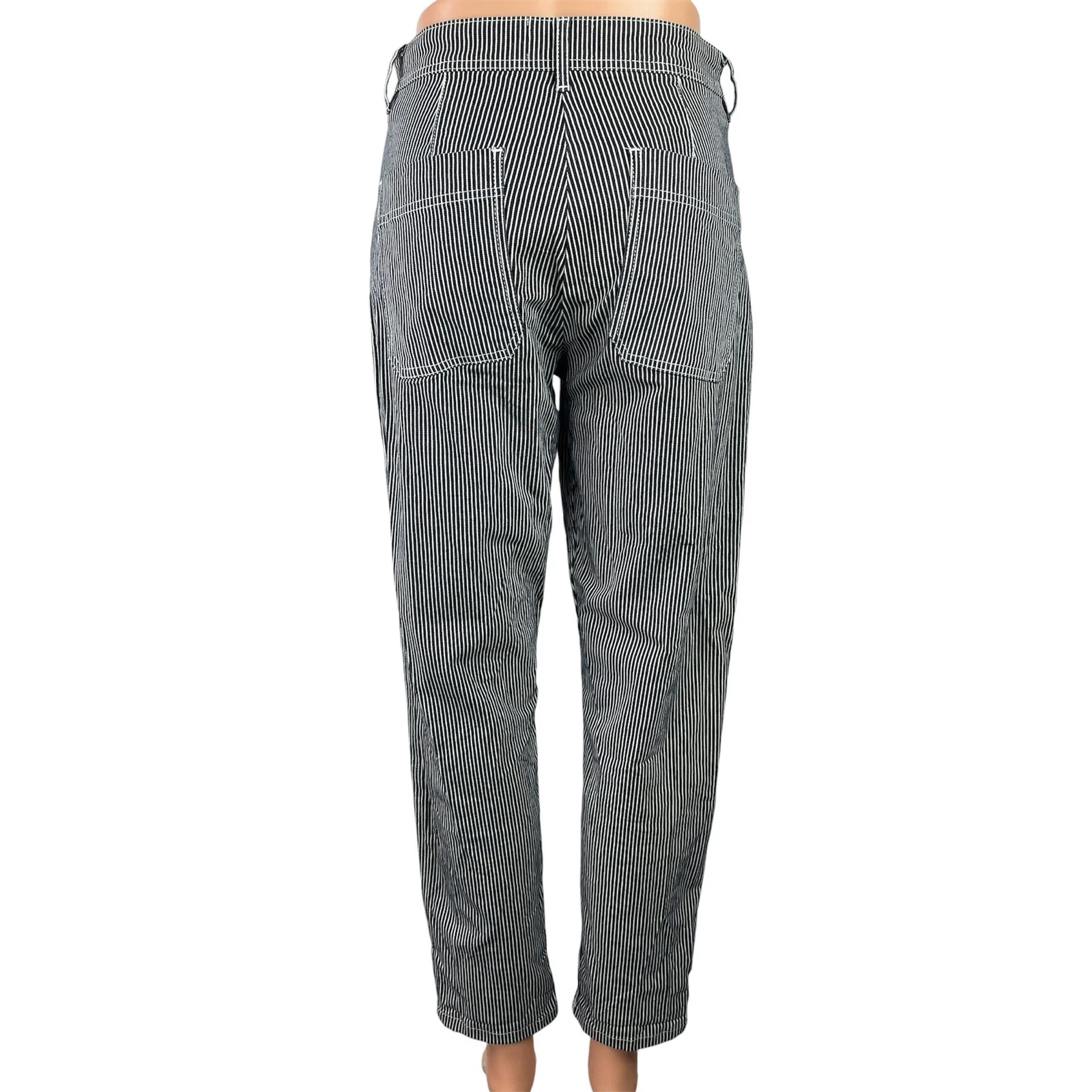 Maison Standards Black White Striped High Waisted Straight Denim Jeans Size 36 - Image 3