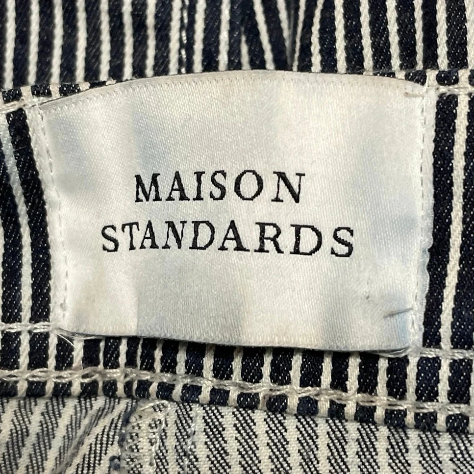 Maison Standards Black White Striped High Waisted Straight Denim Jeans Size 36 - Image 4