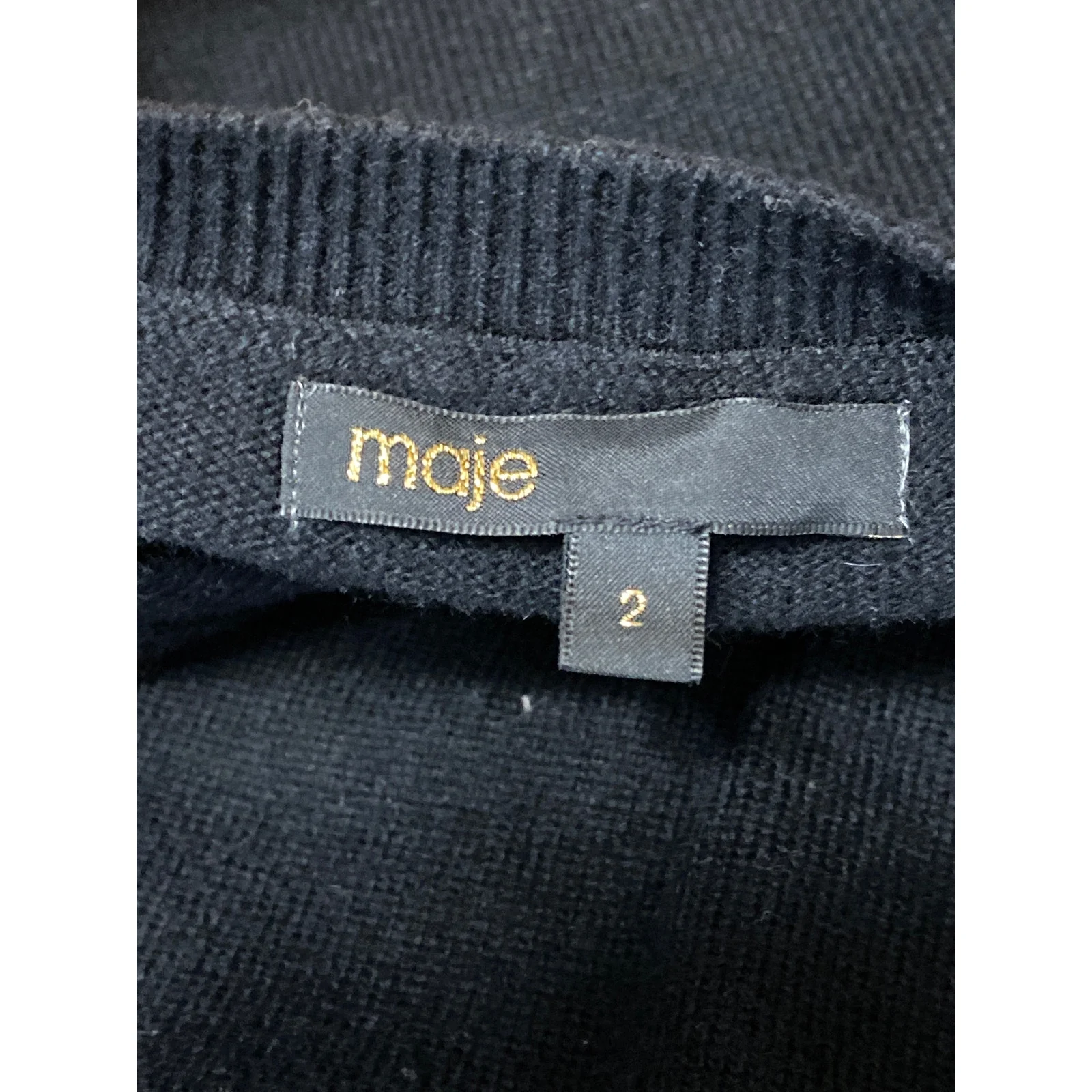 Maje Majicien Black Cashmere Wool Graphic Long Sleeve Sweatshirt Sweater Top 2 - Image 5
