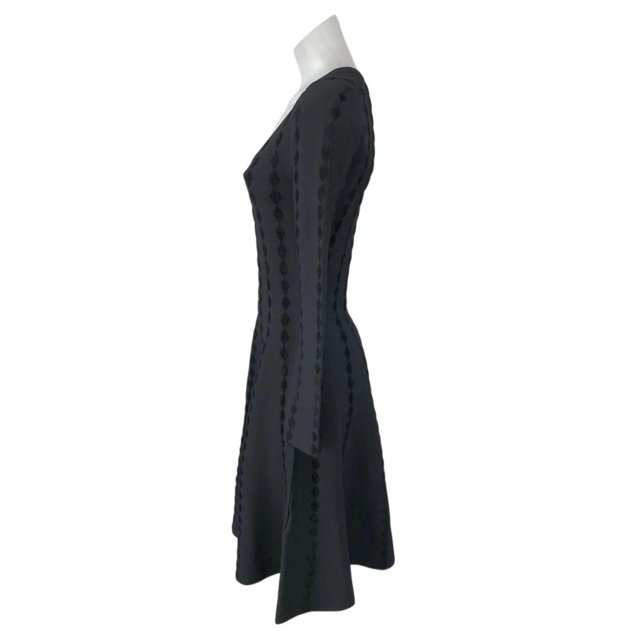 Maje Riziere Black Long Sleeve Diamond Embroidered Fit & Flare Skater Mini Dress - Image 2