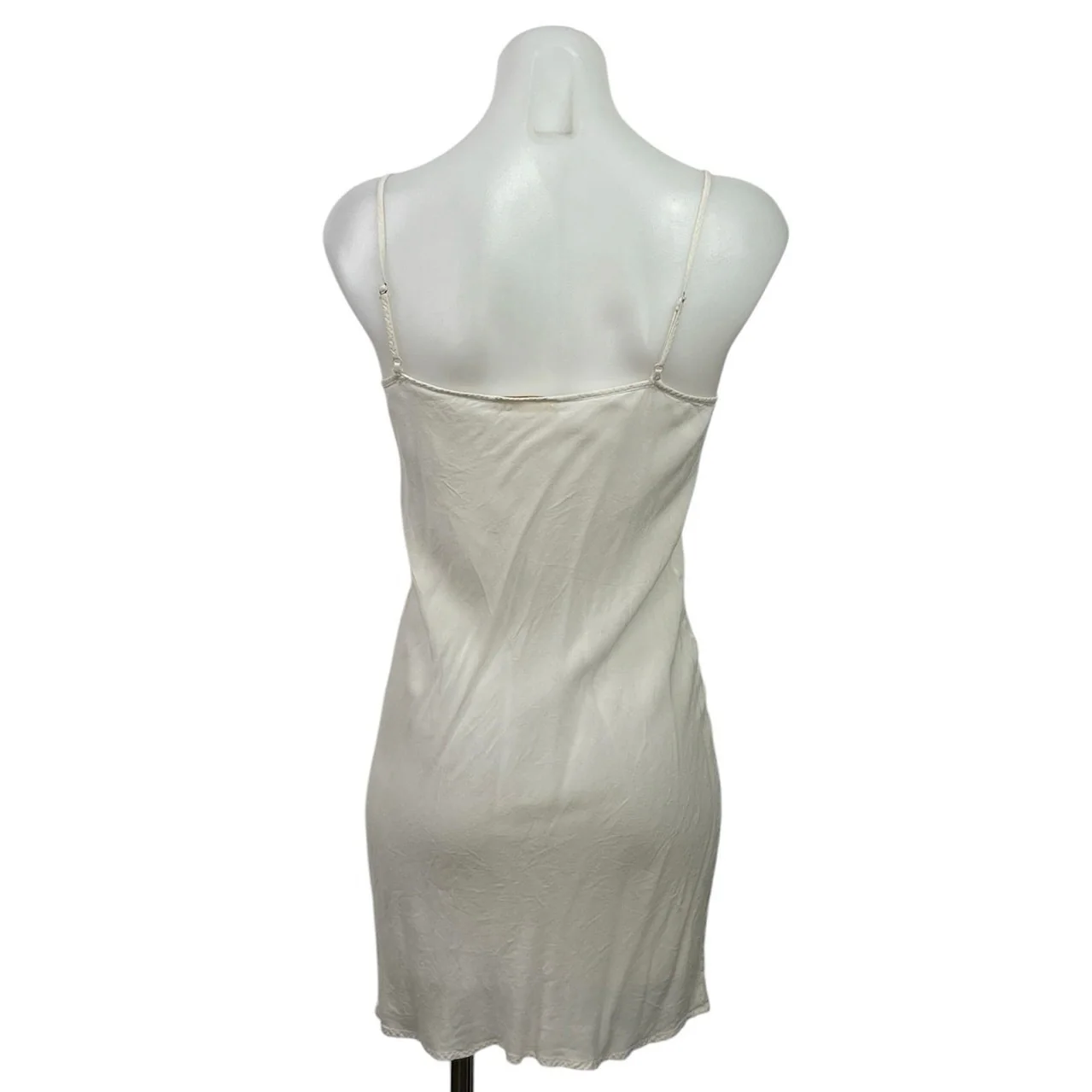 Maje Silky Satin Lace V Neck Sleeveless Mini Camisole Tank Shift Slip Dress 34 - Image 3