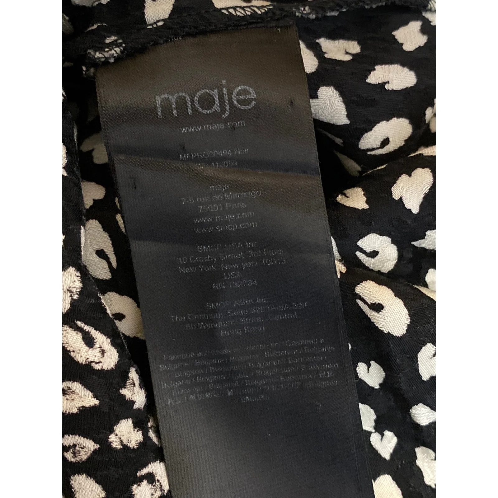 Maje Women Black Floral Short Sleeve Twist Front V Neck Mini Sheath Dress Size 6 - Image 6