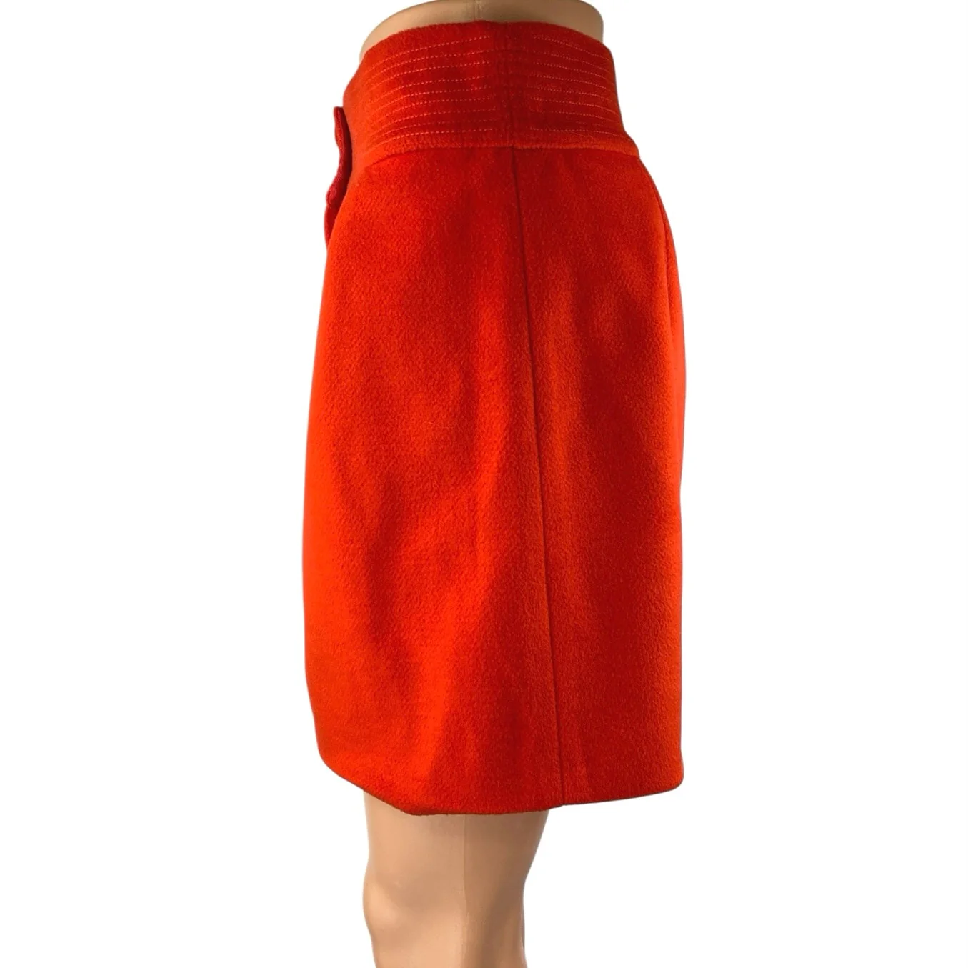 Majorelle Judy Red Orange Pleated High Waist Button Zip Mini A-Line Skirt Size S - Image 2