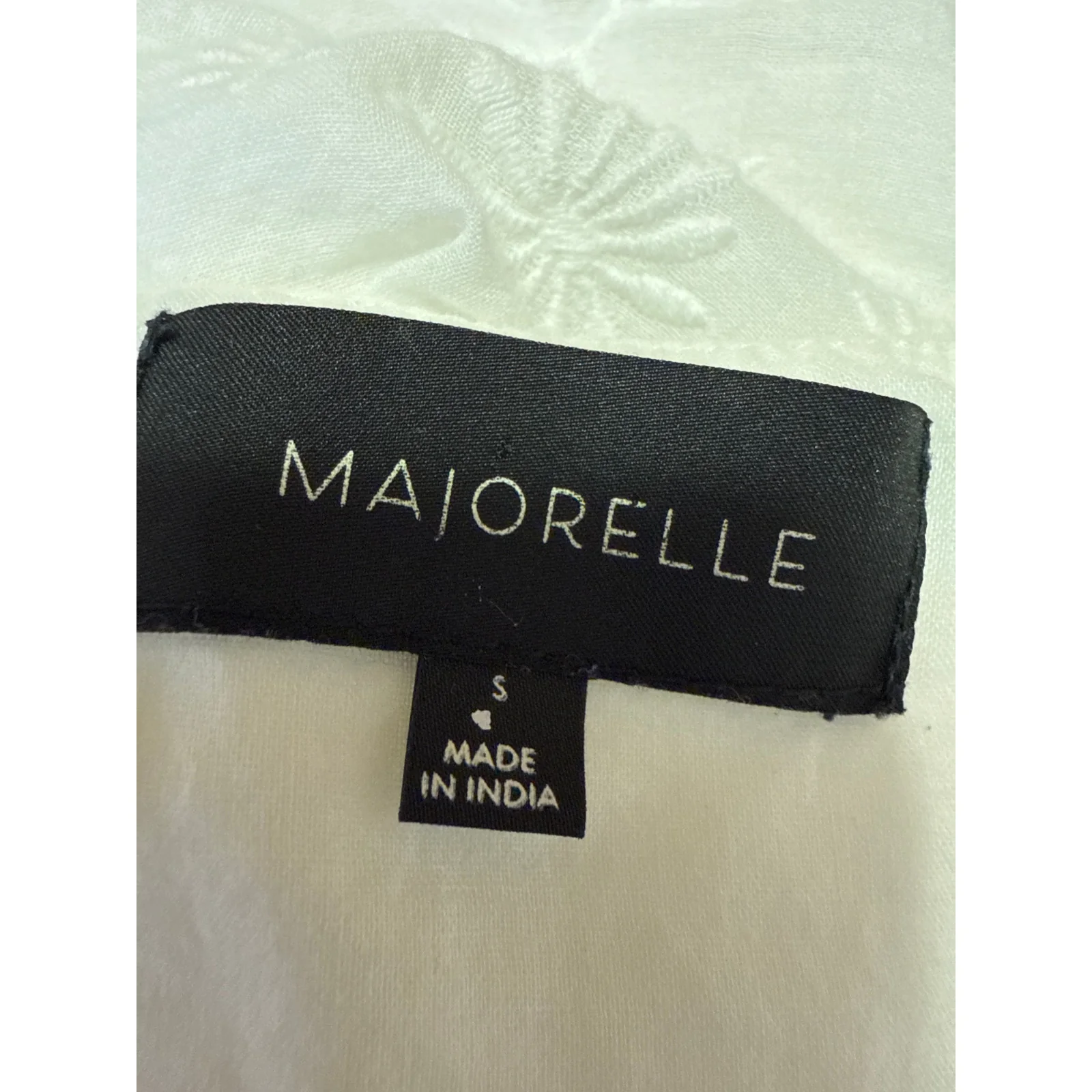 Majorelle Women's White Long Sleeve Floral Embroidered Peplum Blouse Top Size S - Image 3
