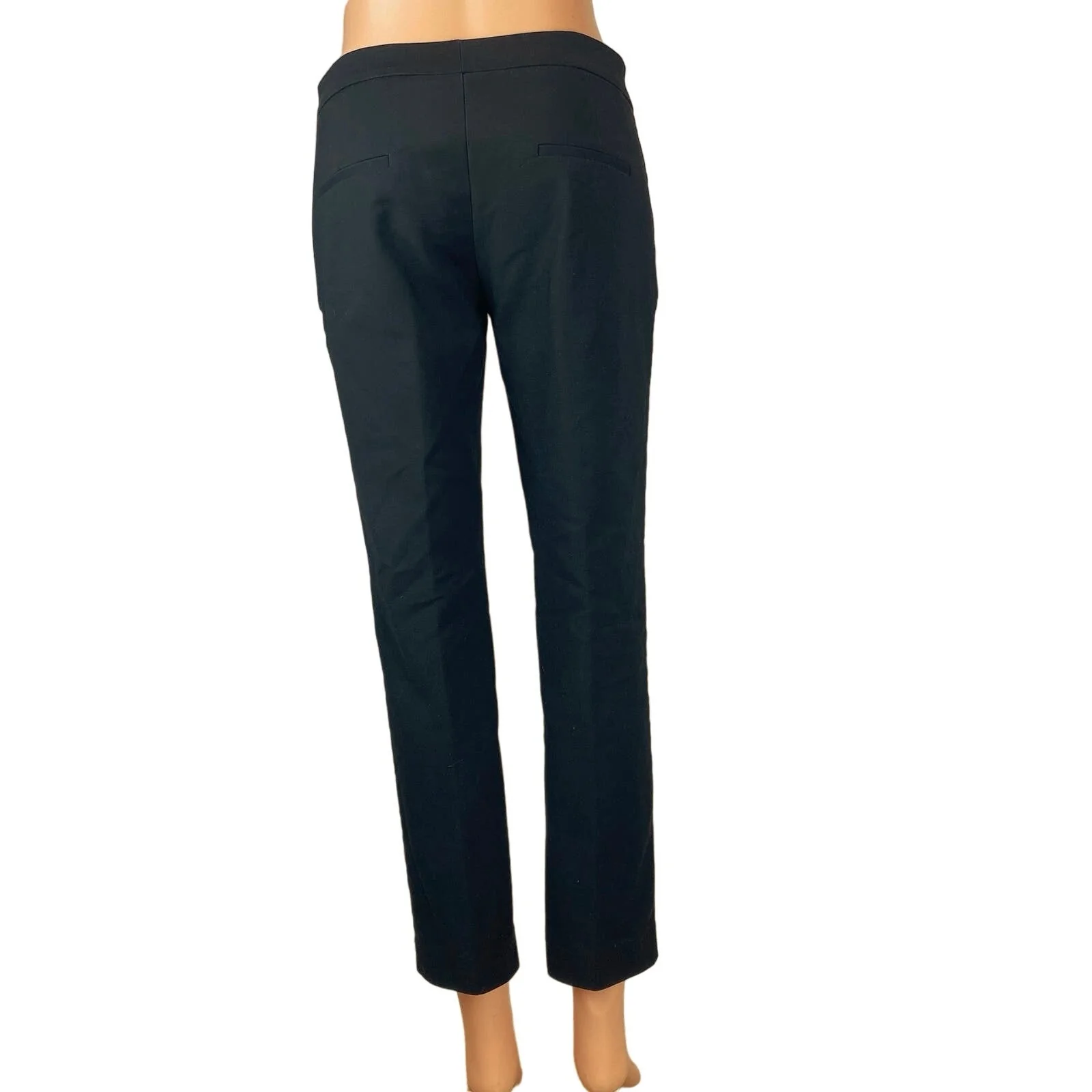 Mango Blue Career Mid Rise Ankle Stretch Straight Leg Pockets Trouser Pants Sz 2 - Image 3