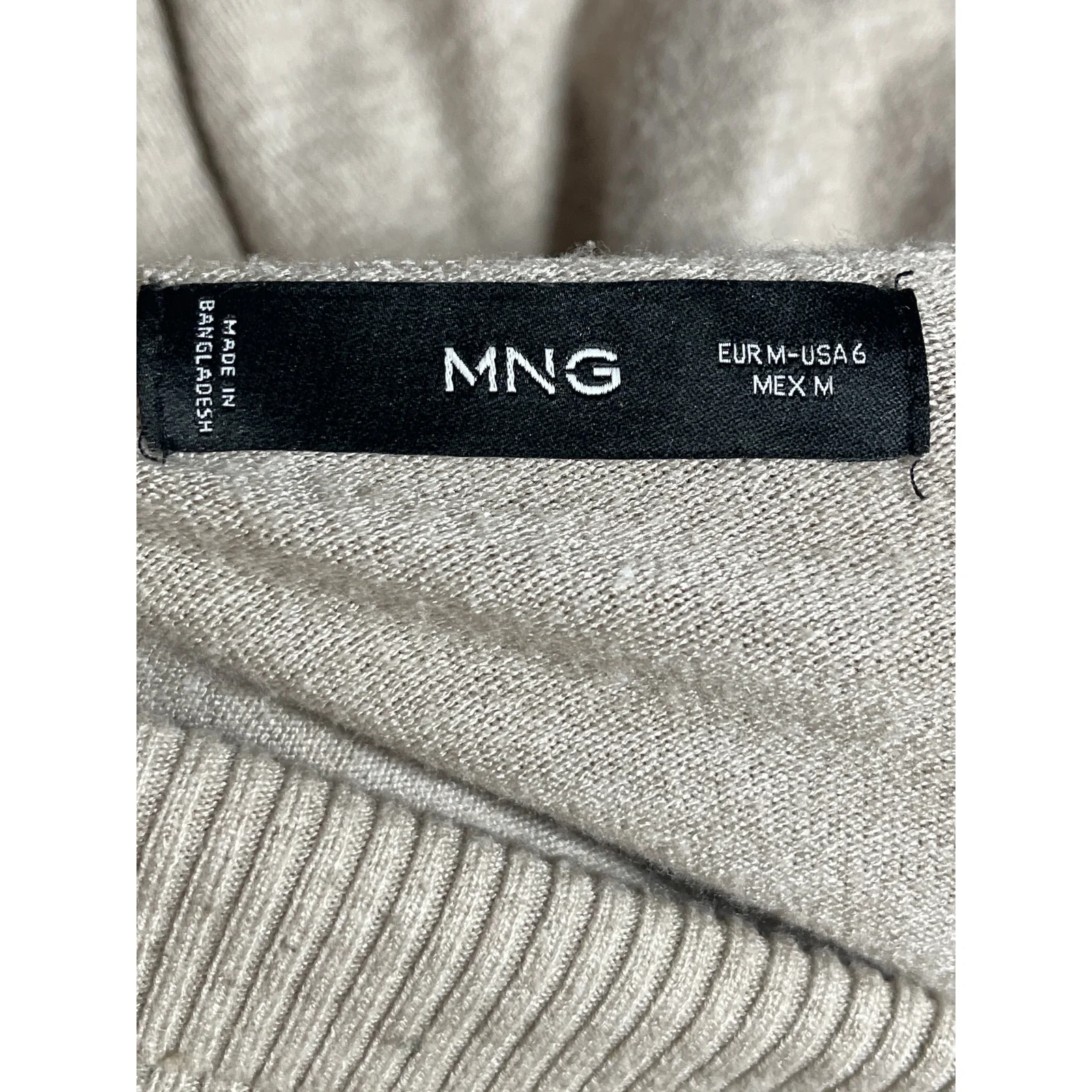 Mango MNG Beige Oversized Knit Turtleneck Long Sleeve Midi Sweater Dress Size M - Image 3