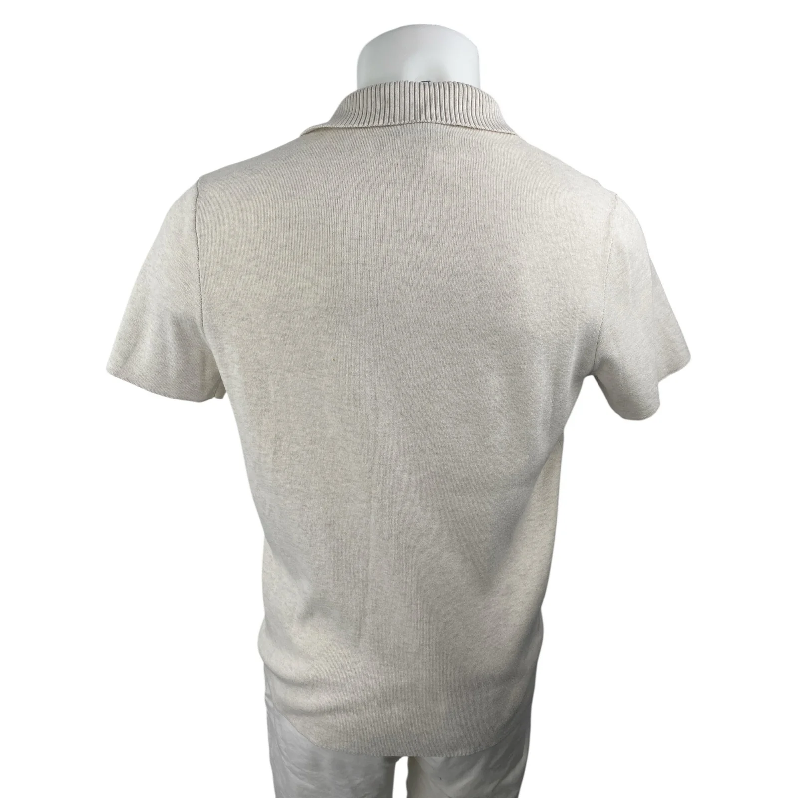MANGO MNG Men's Cream White Short Sleeve Collar Knitted Polo Shirt Top Size M - Image 2