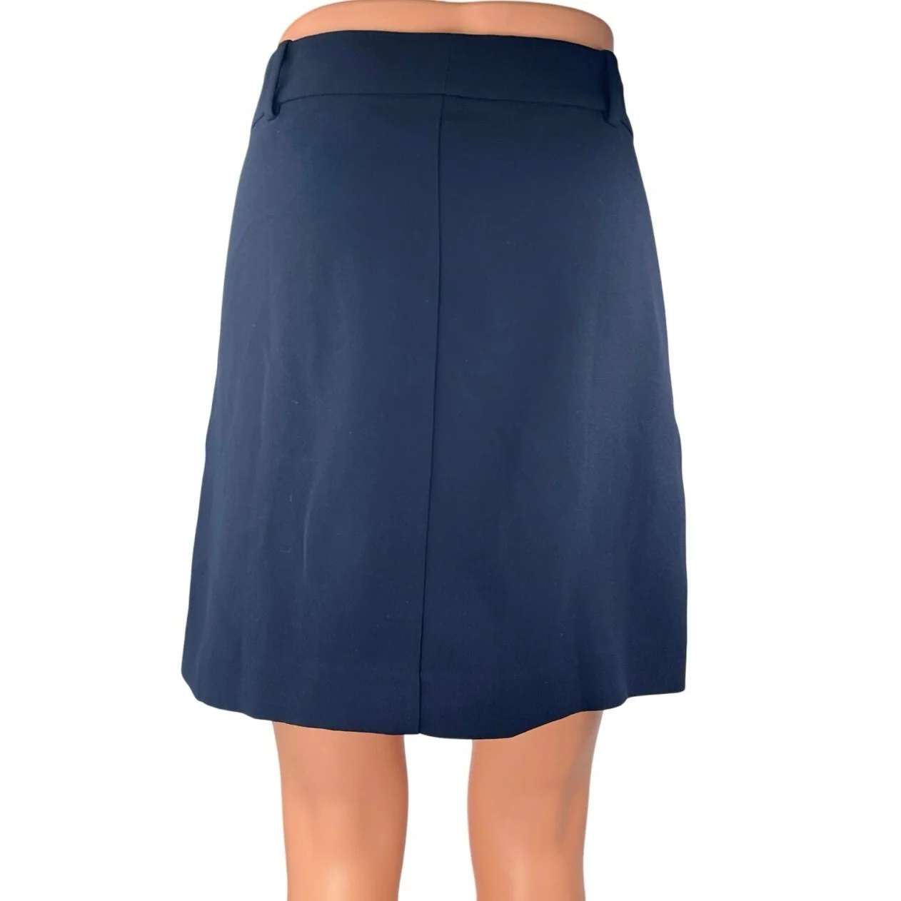 Mango MNG Navy Blue High Waisted Pocket Button Down A Line Mini Skirt Size 4 - Image 3