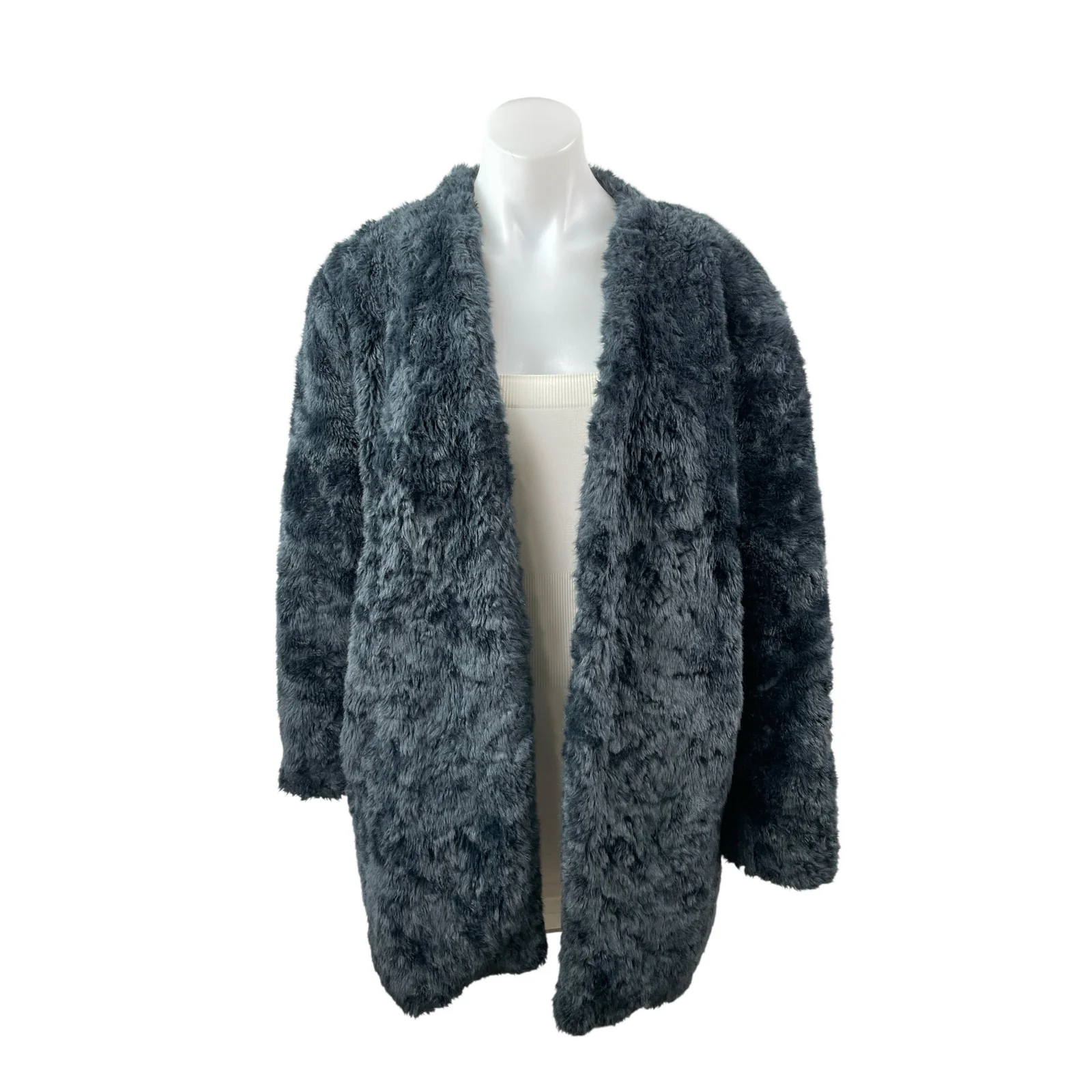Mango MNG Suit Faux Fur Long Sleeve Open Front Cardigan Shacket Coat Jacket XS