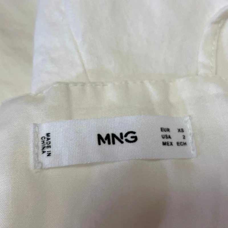 Mango MNG White Linen Sleeveless Cami Camisole Ruched Mini Pencil Dress Size 2 - Image 4