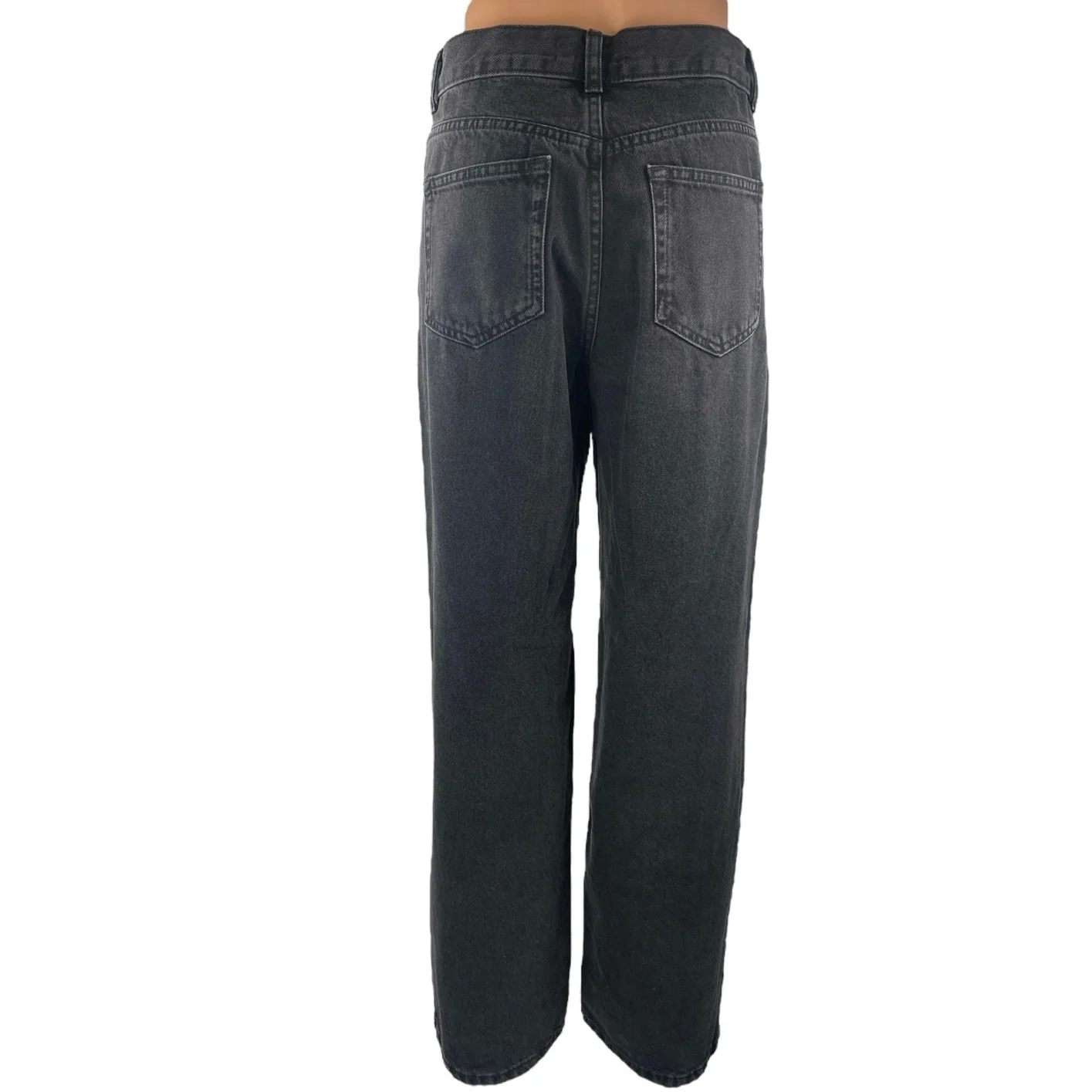 Mango MNG Women's Black Straight Wide Leg High Waist Denim Jeans Pants Size 6 - Image 3