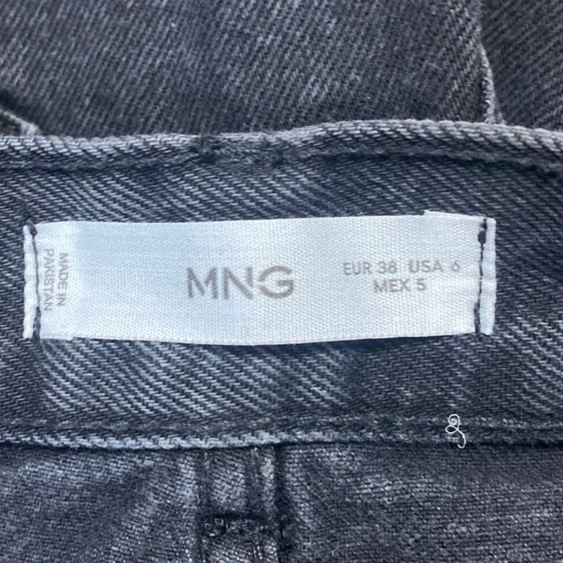 Mango MNG Women's Black Straight Wide Leg High Waist Denim Jeans Pants Size 6 - Image 4