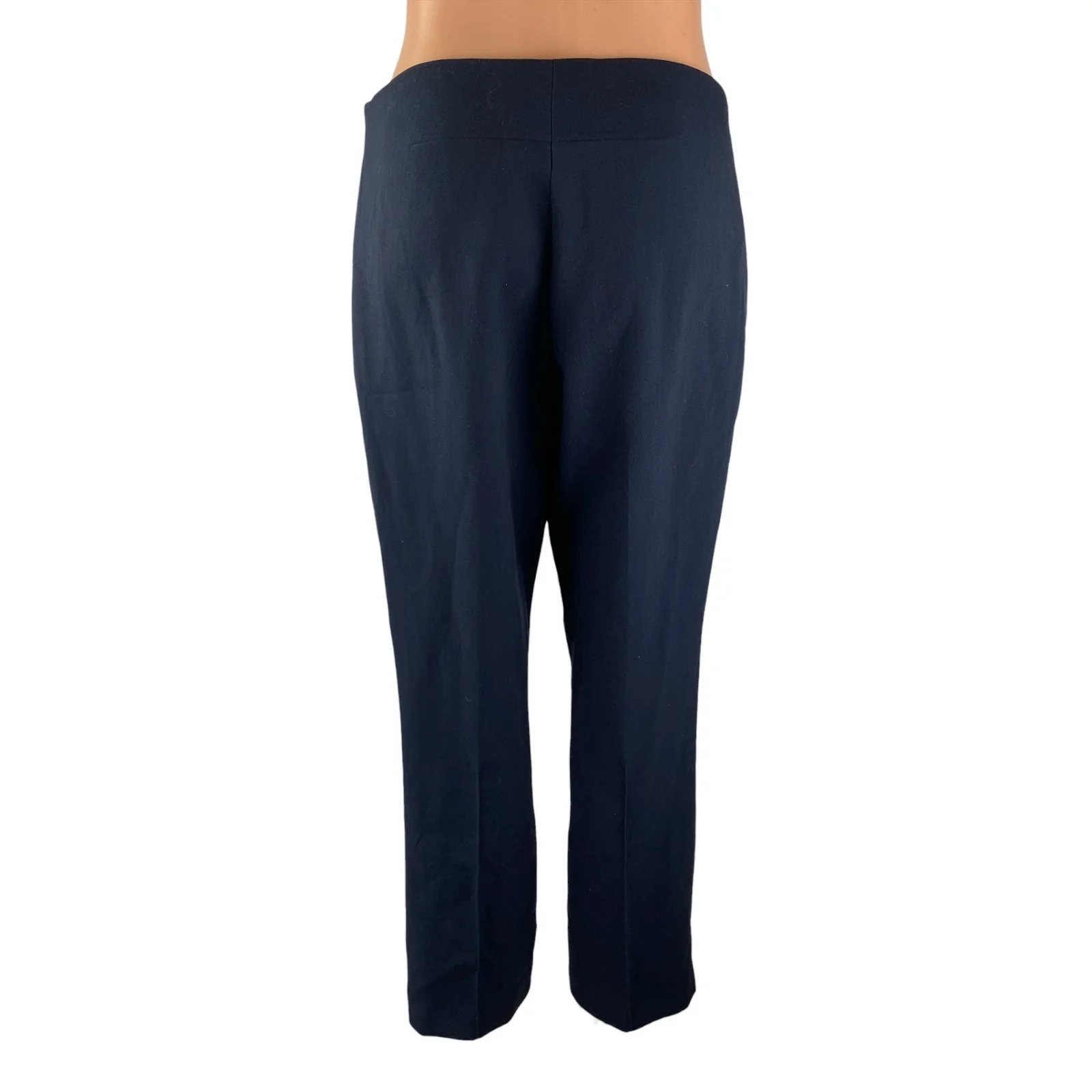 Mango MNG Women's Navy Blue High Rise Straight Leg Trouser Office Dress Pants M - Image 2