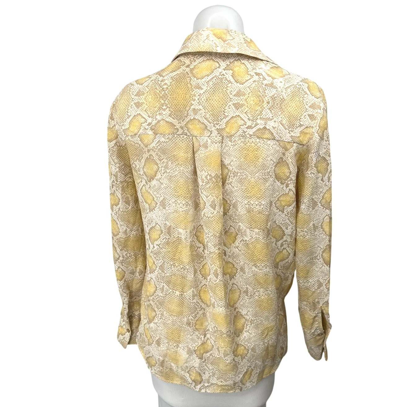 Mango MNG Yellow Multicolor Snakeskin Snake Print Button Down Shirt Blouse Top 4 - Image 2