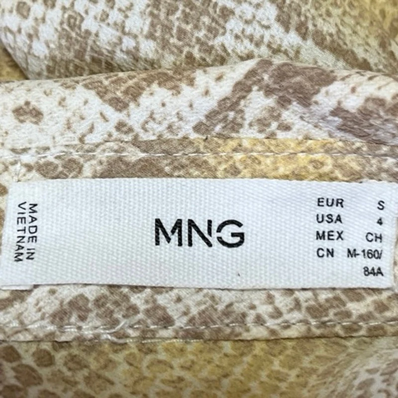 Mango MNG Yellow Multicolor Snakeskin Snake Print Button Down Shirt Blouse Top 4 - Image 4