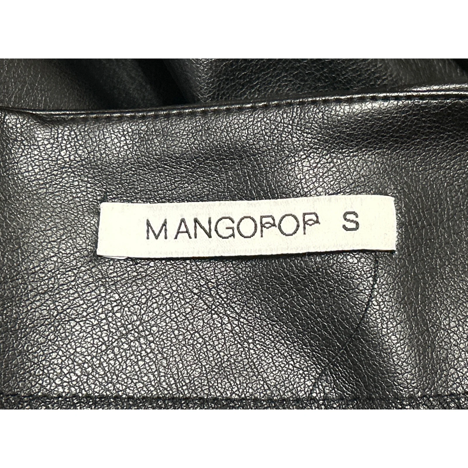 Mango Pop Women's Black Faux Vegan Leather Zip High Waist Mini Pencil Skirt Sz S - Image 4