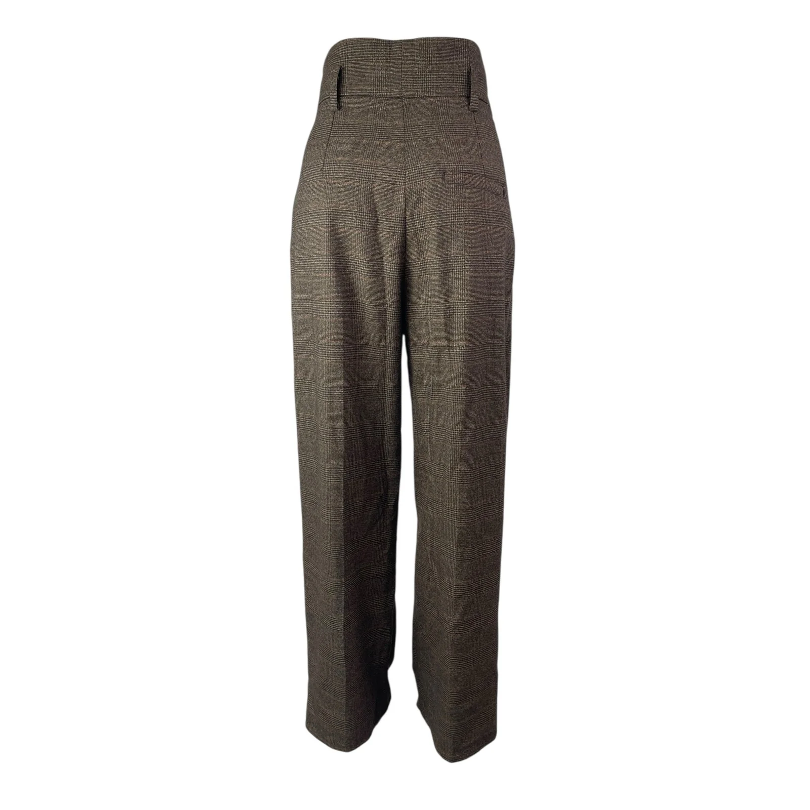 Mango Suit Plaid High Rise Pleated Carrot Barrel Tapered Trousers Dress Pants S - Image 3