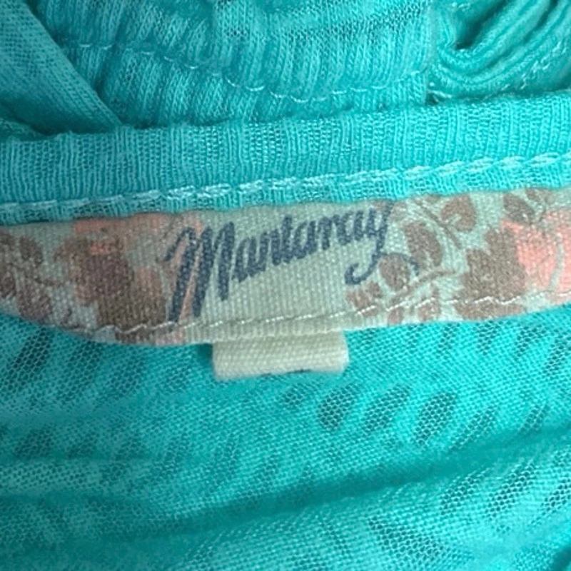 Mantaray Women's Blue Sleeveless Scoop Henley Geometric Ruffle Tank Top Size 8 - Image 4
