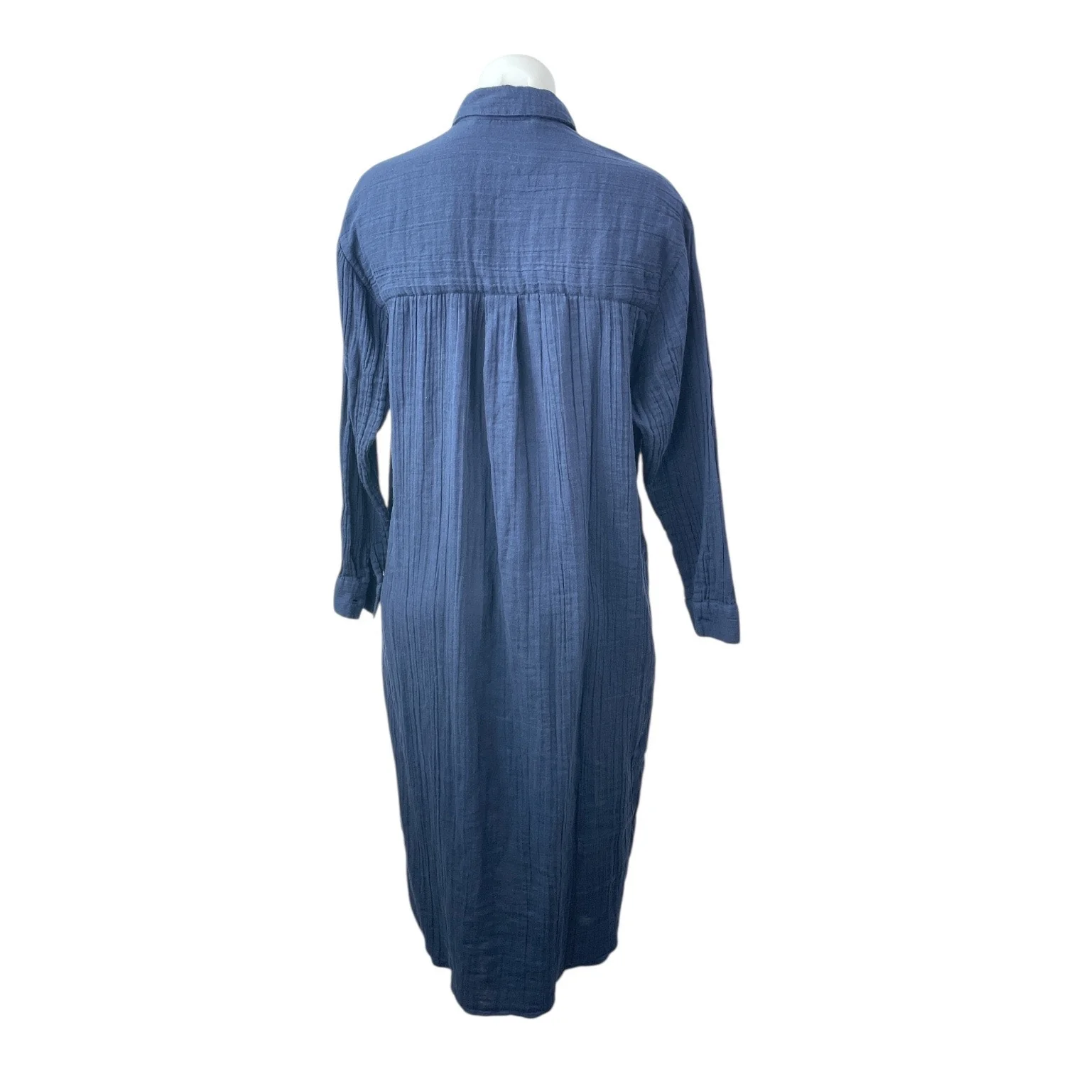 Mara Hoffman Navy Blue Long Sleeve Button Down Pocket Tie Midi Shirt Dress XXS - Image 5