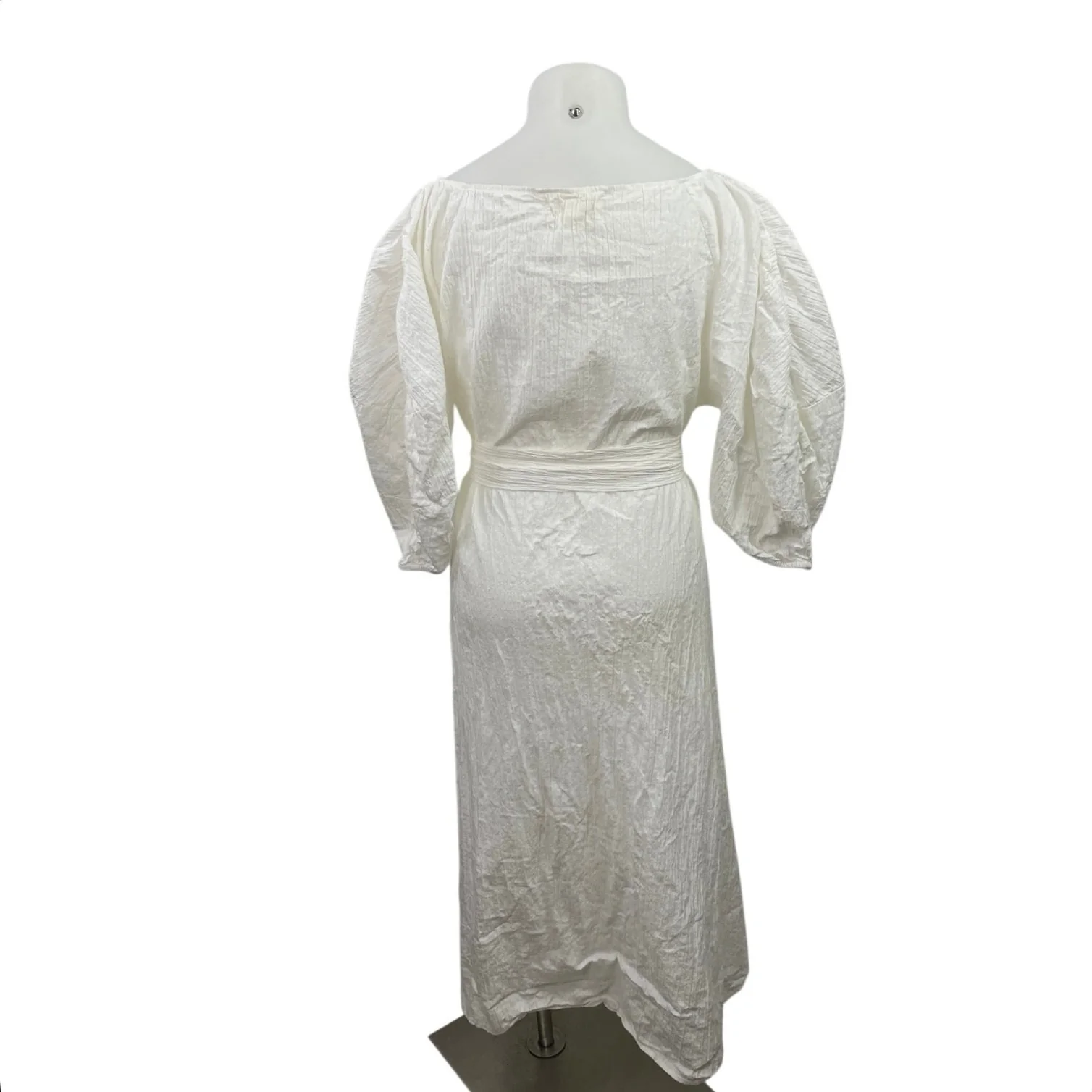 Mara Hoffman Women's White Puff Long Sleeve Belted Maxi Flared A-Line Dress XL - Image 3