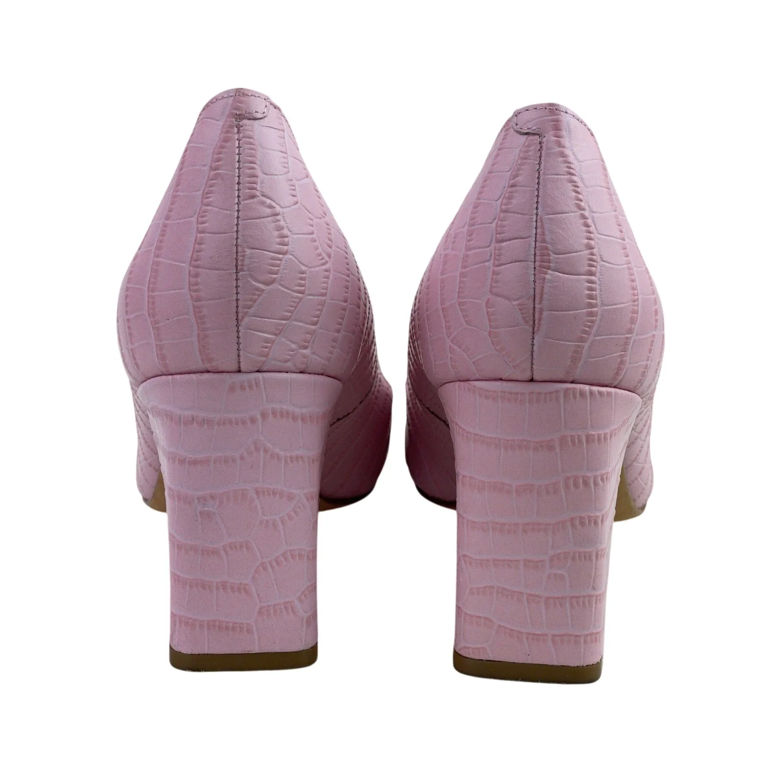 Marc Fisher Zala Pink Croc-embossed Pointed Toe Leather Block Heel Pumps Shoes 9 - Image 3