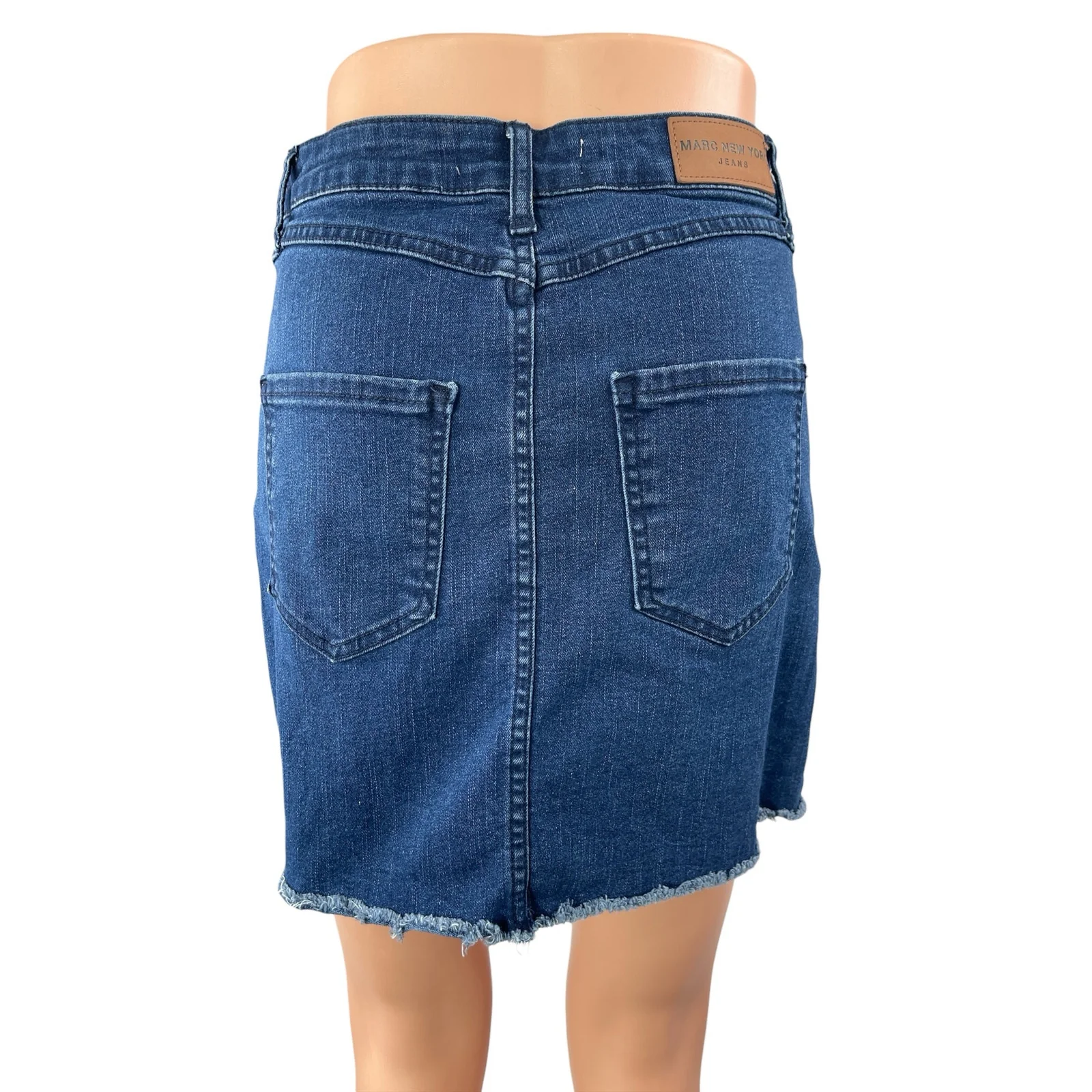 Marc New York Blue Frayed Raw Hem Mini Straight Pencil Denim Jeans Skirt Size 4 - Image 2