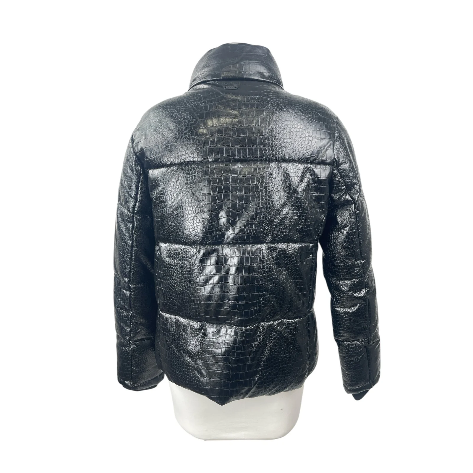 Marc New York Faux Vegan Leather Croc Embossed Quilted Puffer Coat Jacket Sz S - Image 3