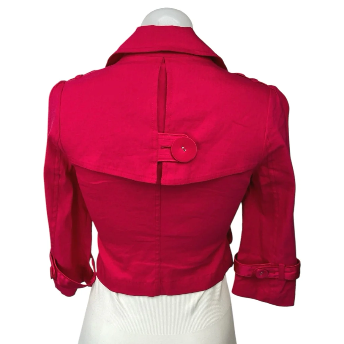 Marciano Pink Linen Double Breasted Button Collar Crop Blazer Coat Jacket Top 0 - Image 2