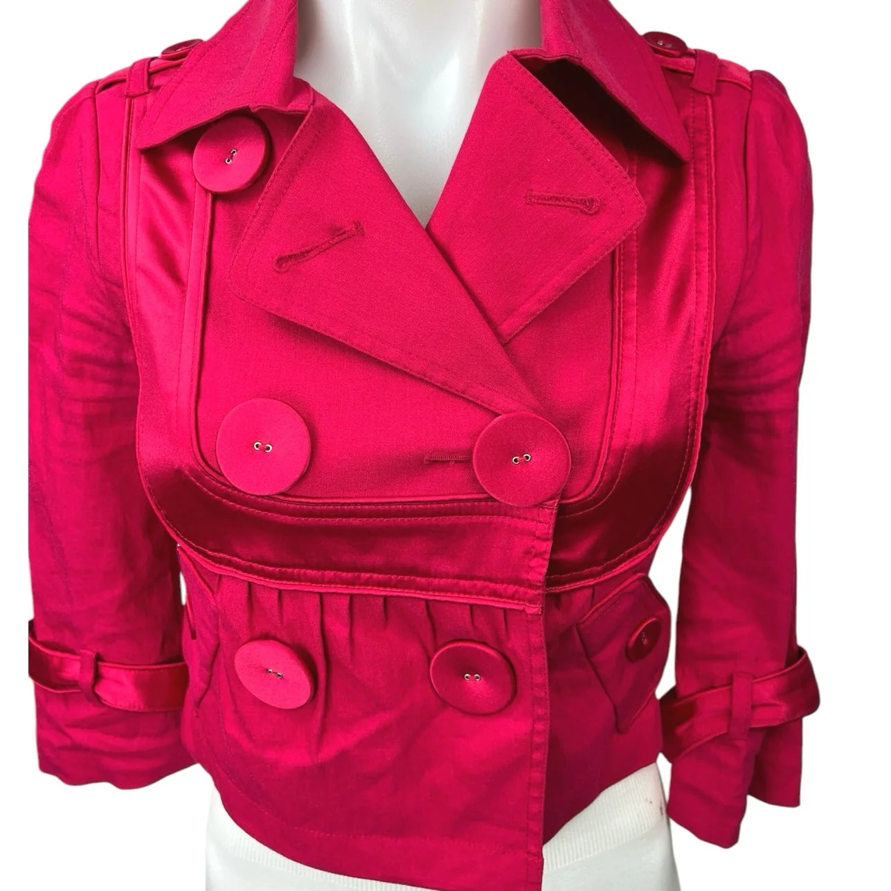 Marciano Pink Linen Double Breasted Button Collar Crop Blazer Coat Jacket Top 0 - Image 3