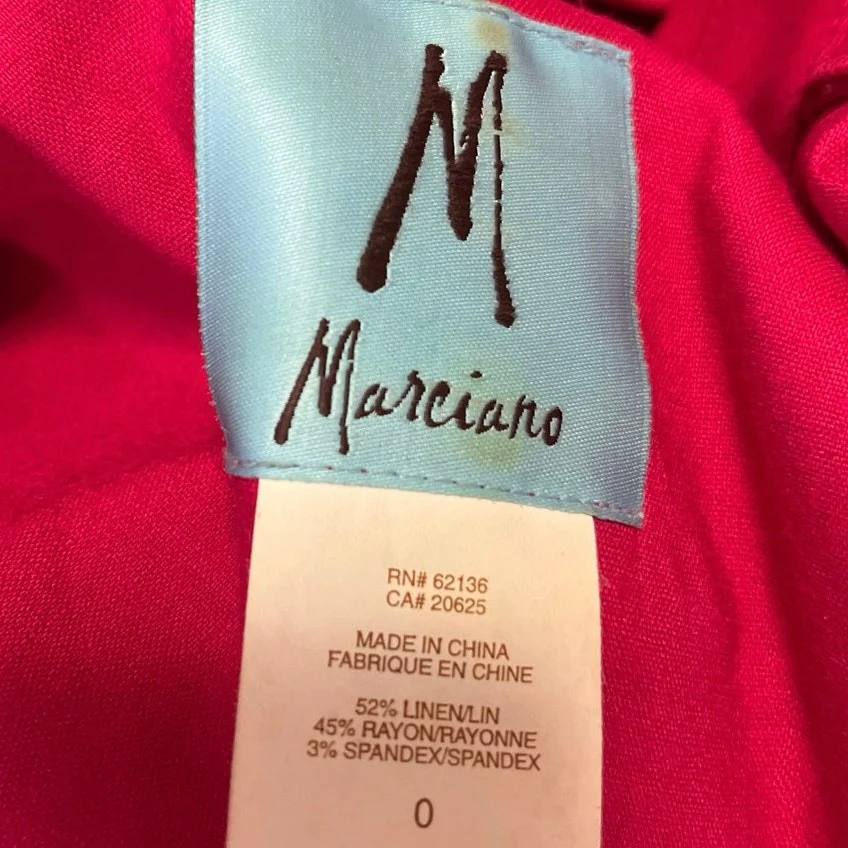 Marciano Pink Linen Double Breasted Button Collar Crop Blazer Coat Jacket Top 0 - Image 4