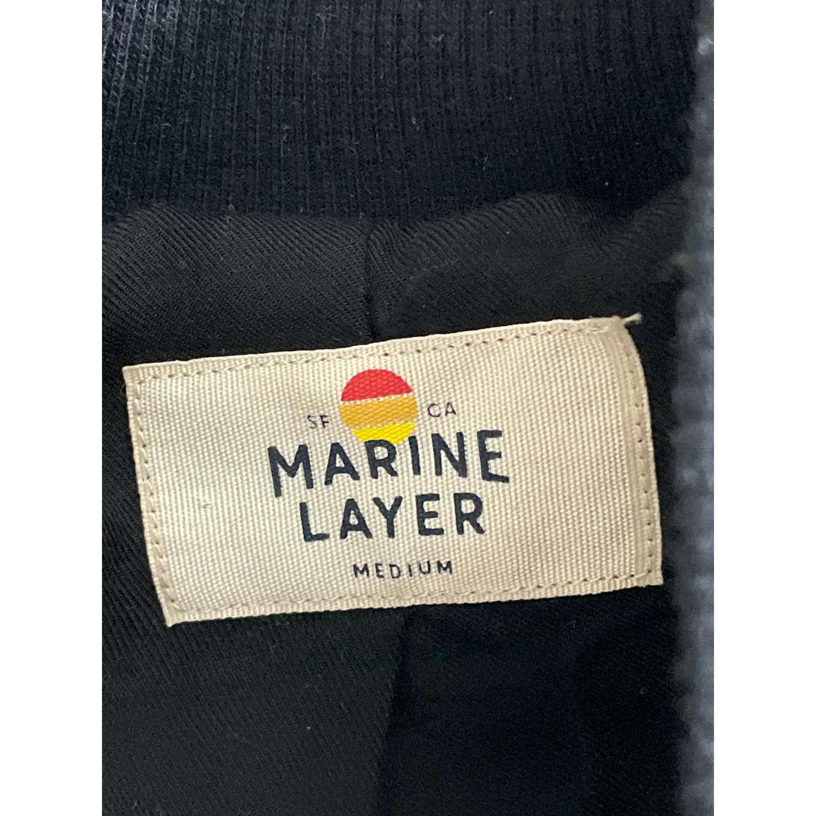 Marine Layer Birdseye Black White Full Zip Cropped Bomber Coat Jacket Size M - Image 5