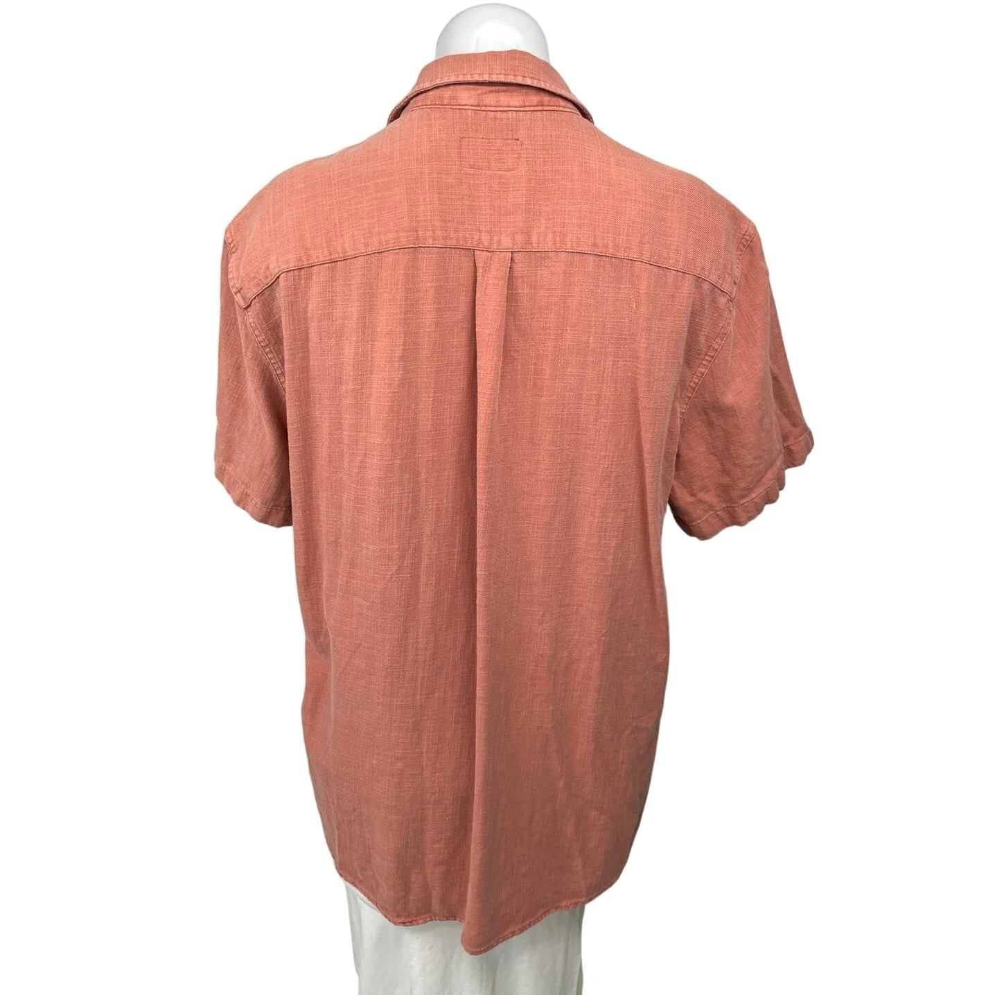 Marine Layer Pink Button Down Short Sleeve Collar Oversized Shirt Blouse Top L - Image 2