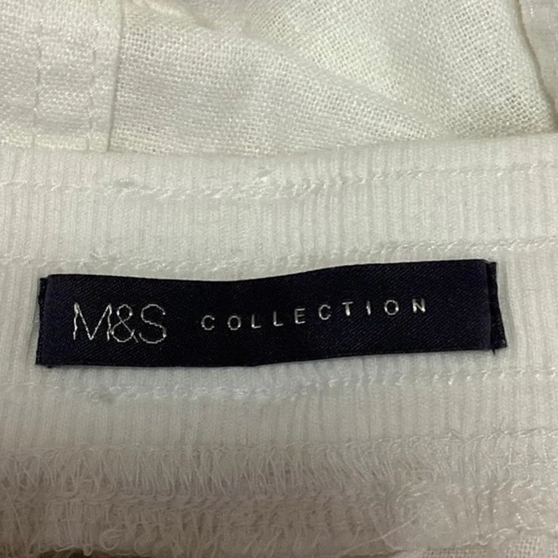 Mark’s & Spencer White Linen Blend Drawstring Waist Straight Pencil Skirt Sz 10 - Image 4