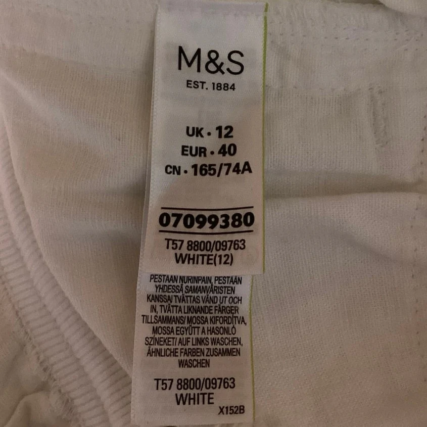 Mark’s & Spencer White Linen Blend Drawstring Waist Straight Pencil Skirt Sz 10 - Image 5