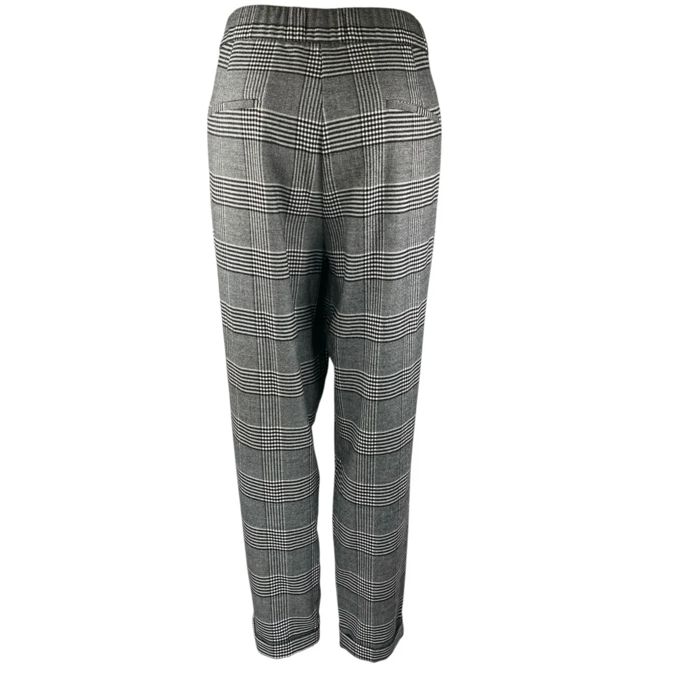 Marks & Spencer Black Gray Classic Plaid Pleated Tapered Trousers Pants Size XL - Image 3