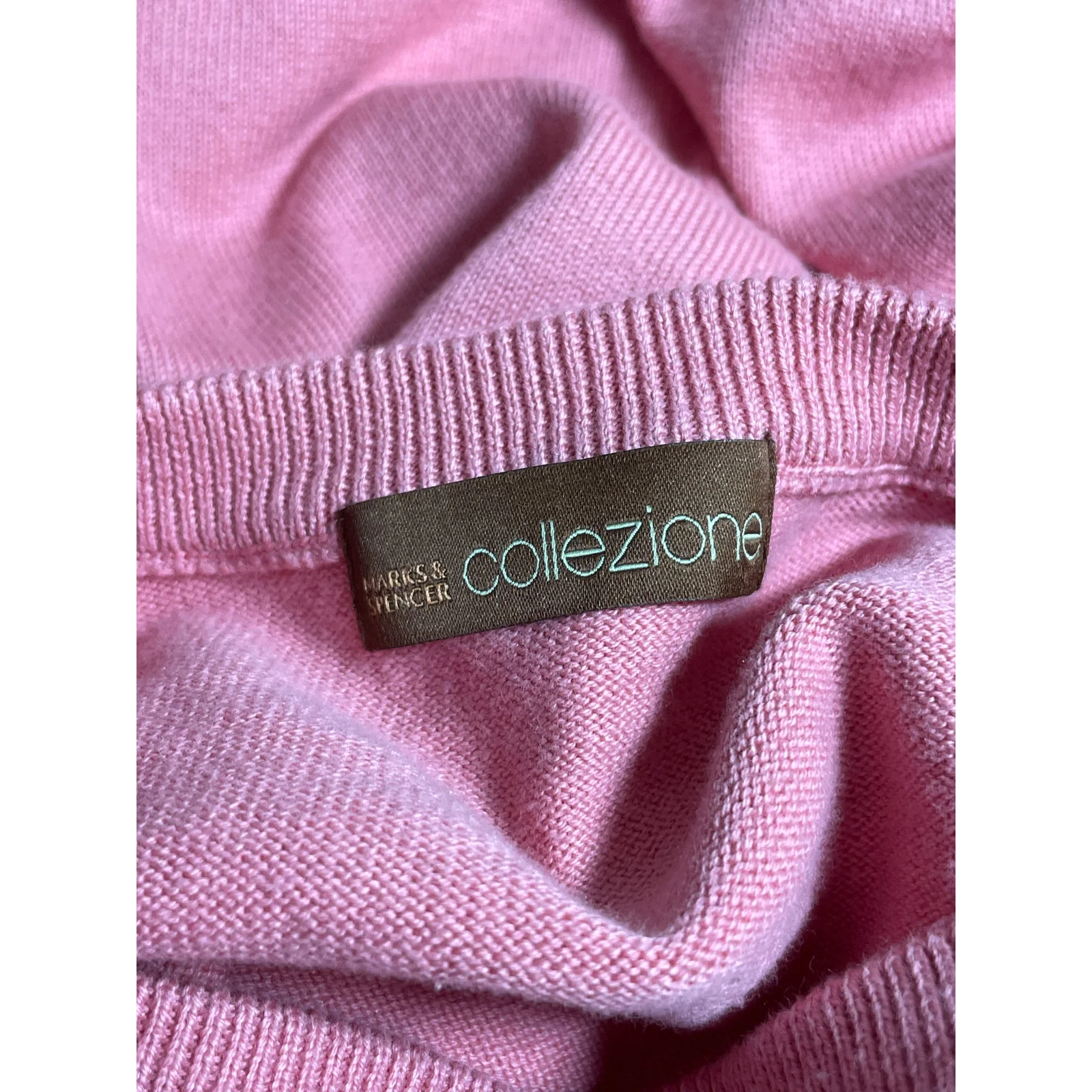Marks & Spencer Collezione Men's Pink Silk V Neck Long Sleeve Sweater Top Sz XL - Image 5
